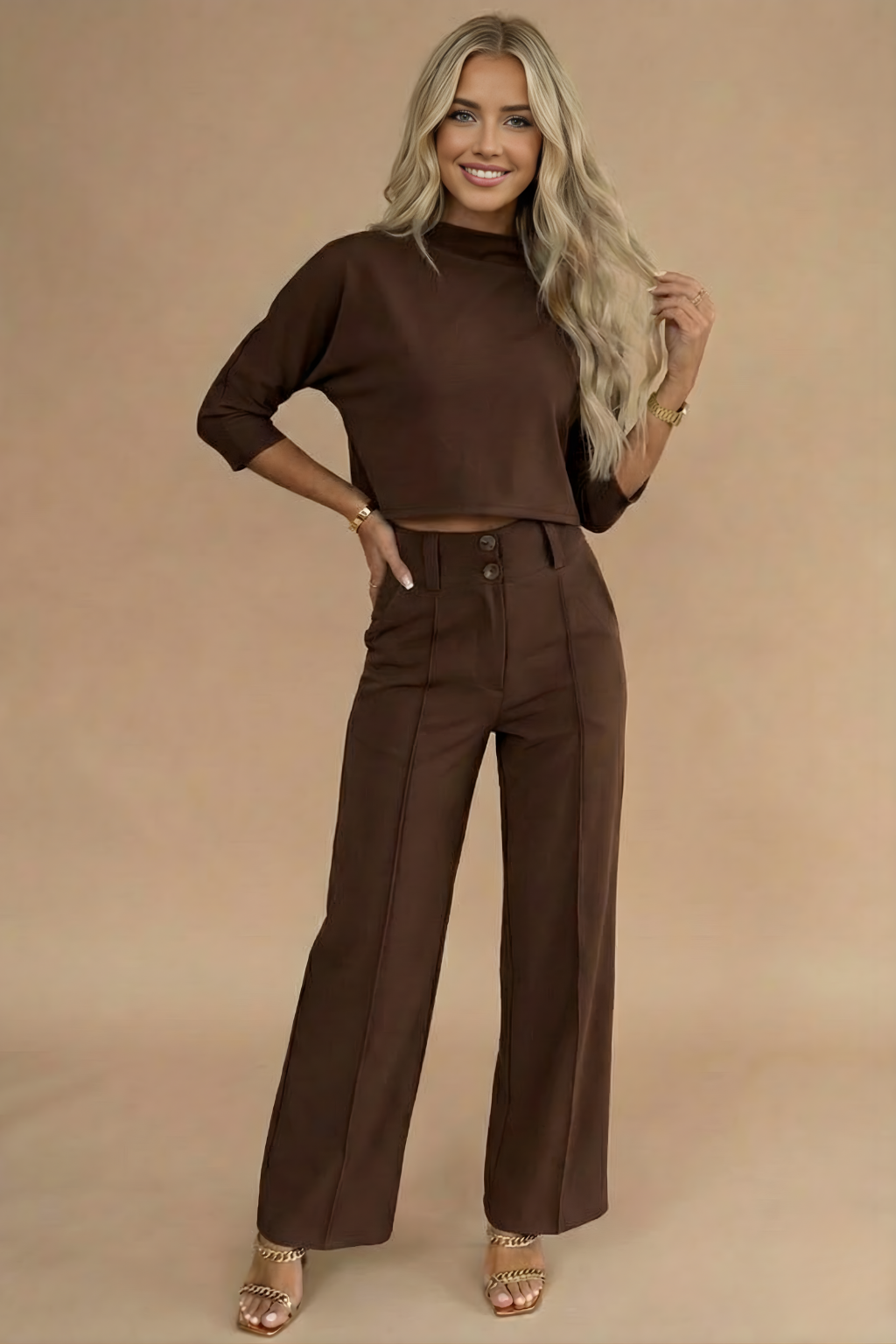 Charlotte Cooper | Cropped Top & High-Waisted Trousers Set For Women