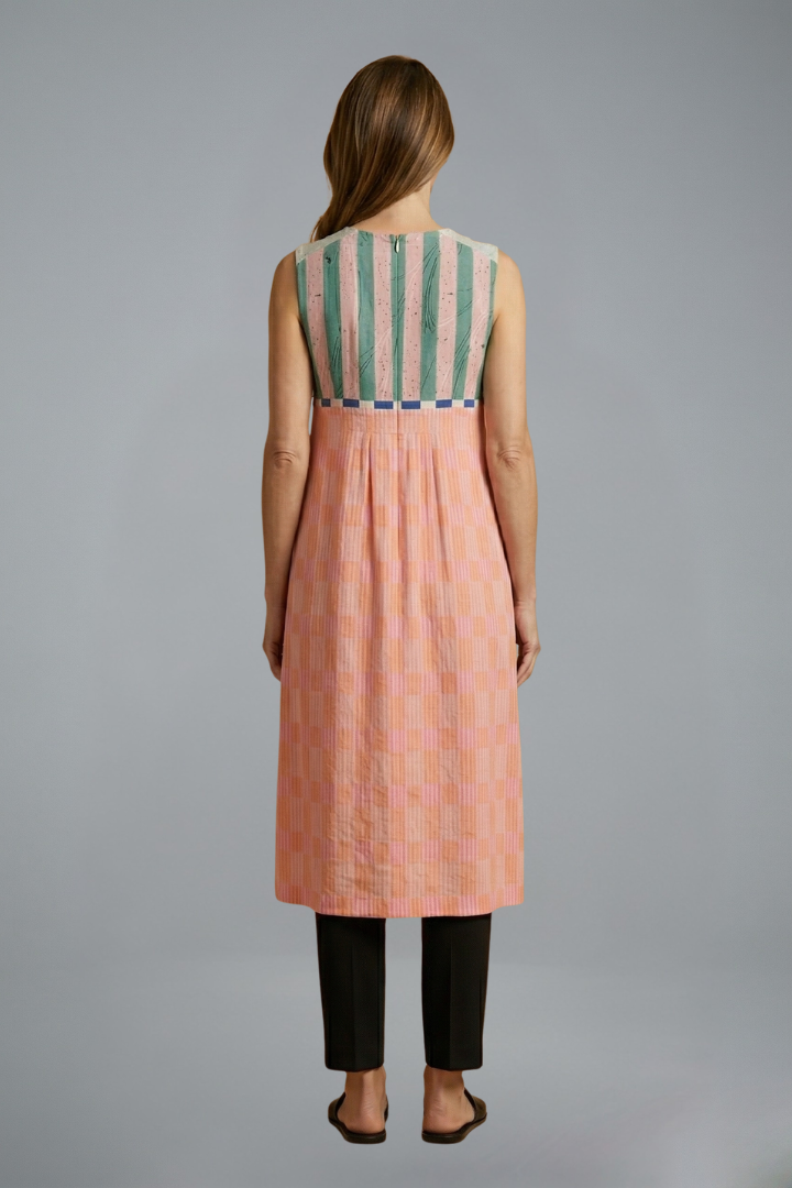 Women’s Midi Dress with Sleeveless Design and Linen Blend