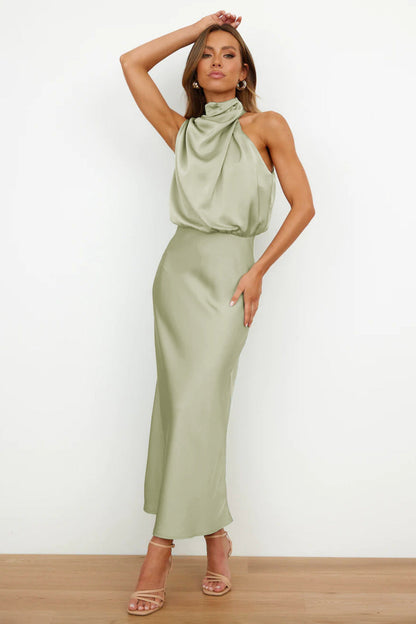 Isla Crompton | Satin Halter Midi Dress For Women