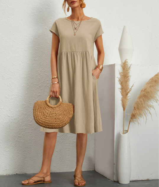 Isabella Moreau | Effortless Linen Midi Dress For Women