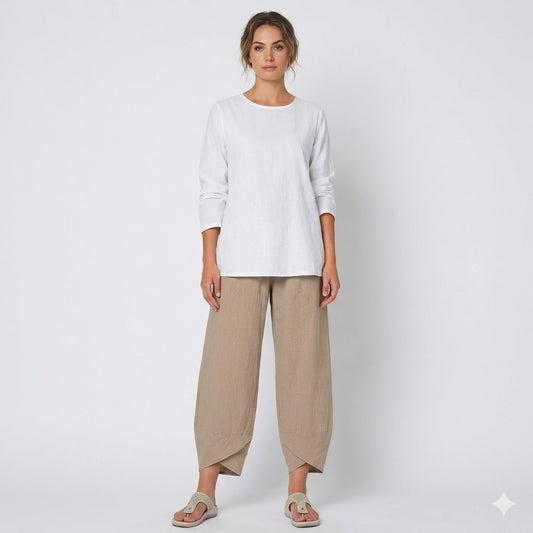 Beatrice Moreau | Relaxed Linen Blend Pants For Women