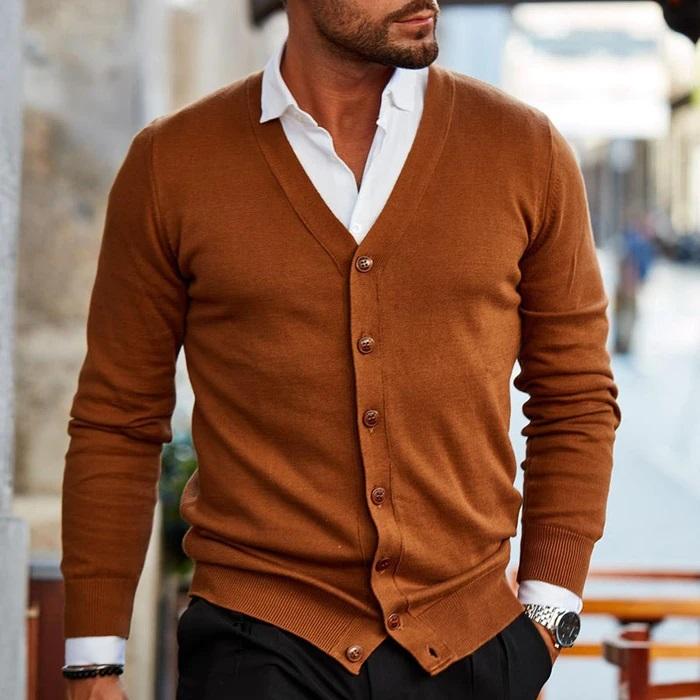 Luca Moretti | Elegant V-Neck Cardigan For Men