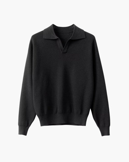 Lorenzo Virelli | Textured Knit Polo Sweater with Refined Minimalism For Men