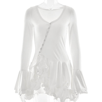 Lucy Hughes | Ruffle V-Neck Mini Dress For Women