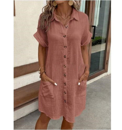 Emilia Weston | Cotton Linen Shirt Mini Dress For Women