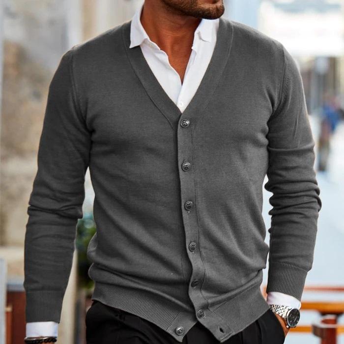Luca Moretti | Elegant V-Neck Cardigan For Men