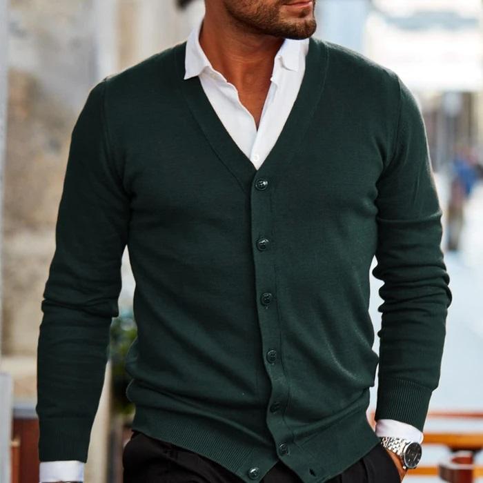 Luca Moretti | Elegant V-Neck Cardigan For Men