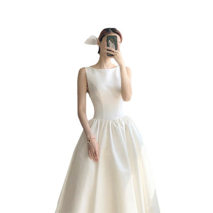 Isla Campbell | Minimalist White Midi Dress For Women