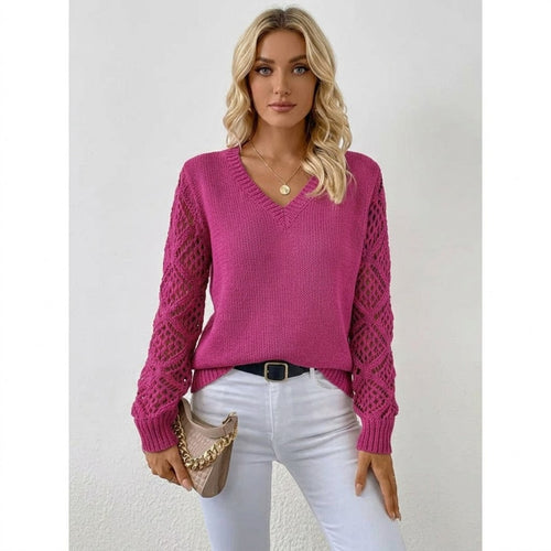 Elodie Laurent | Elegant V-Neck Knit Sweater For Women