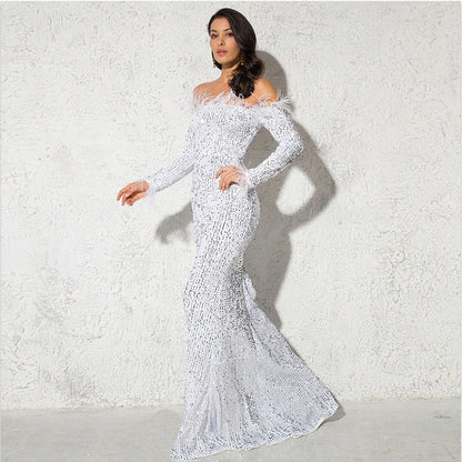 Amelia Sinclair | Off-Shoulder Sequin Mermaid Gown For Women