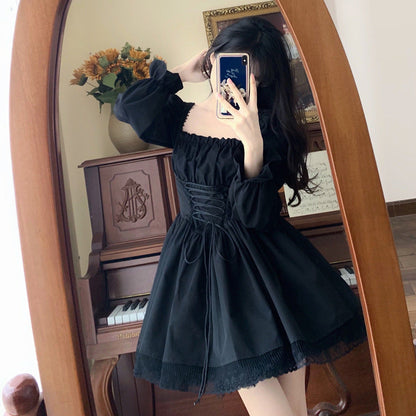 Maddison Reid | Square Neck Lace-Up Mini Dress For Women