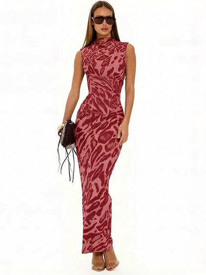 Tara Hughes | Leopard Print Bodycon Maxi Dress For Women
