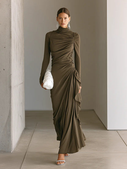 Imogen Wright | High-Neck Draped Maxi Dress For Women