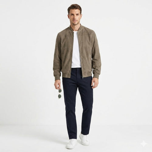 Luca Bianchi | Premium Suede-Touch Bomber Jacket For Men