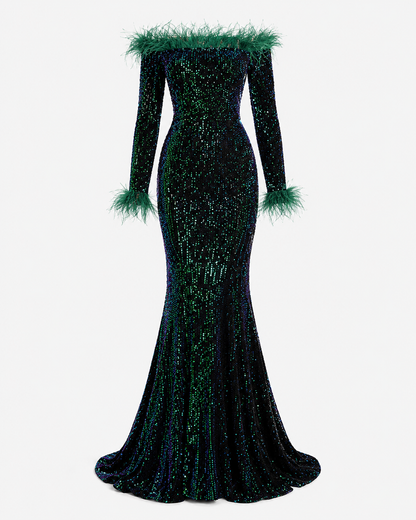 Amelia Sinclair | Off-Shoulder Sequin Mermaid Gown For Women