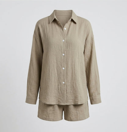 Brooke Lawson | Linen-Look Shirt & Shorts Set For Women