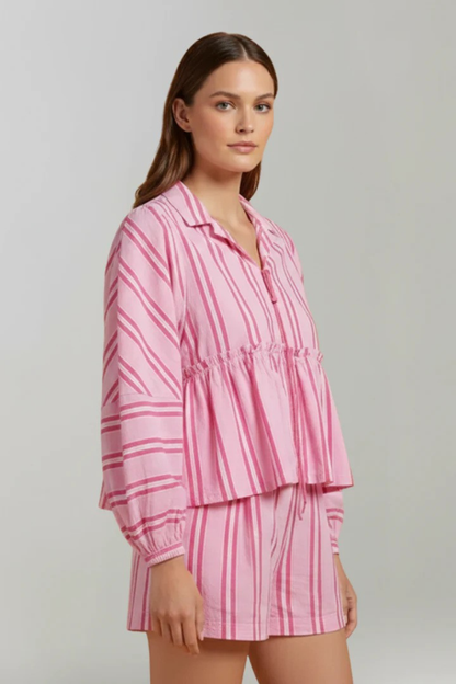 Ava Thornton | Striped Cotton Lounge Set For Women
