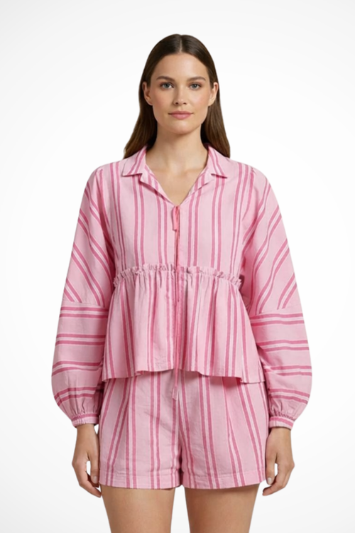 Ava Thornton | Striped Cotton Lounge Set For Women
