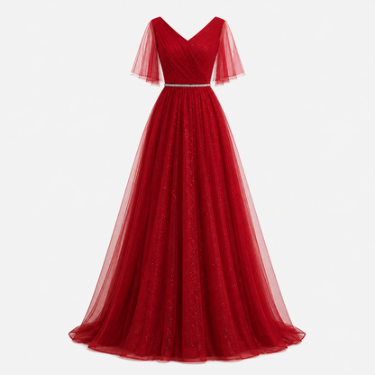 Elise Robertson | Sparkle Tulle A-line Maxi Gown For Women
