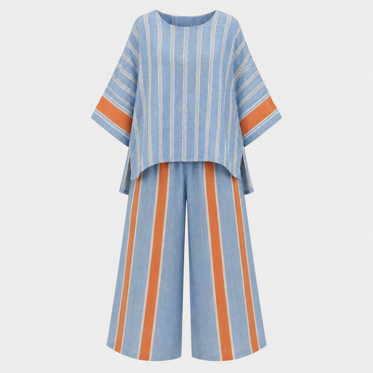 Elise Cunningham | Striped Linen Two-Piece Set For Women