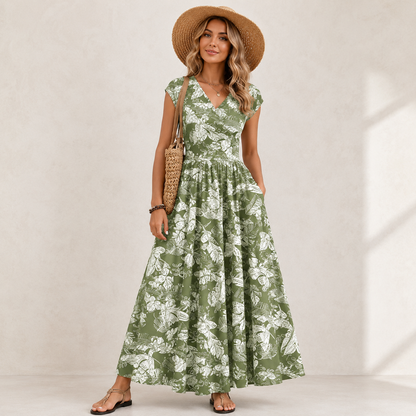 Ella Thompson | Floral V-Neck Maxi Dress For Women