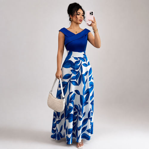 Eloise Harrington | Printed V-Neck Maxi Dress For Women