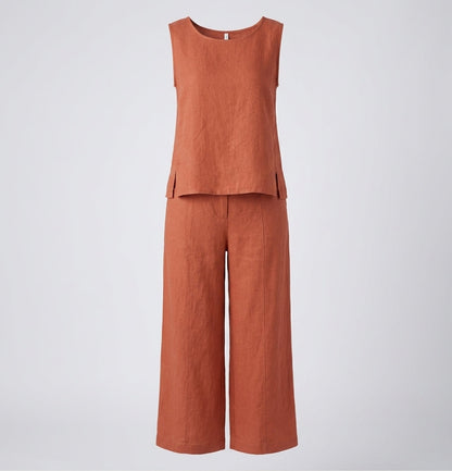Eloise Martin | Linen Two-Piece Wide Leg Set For Women