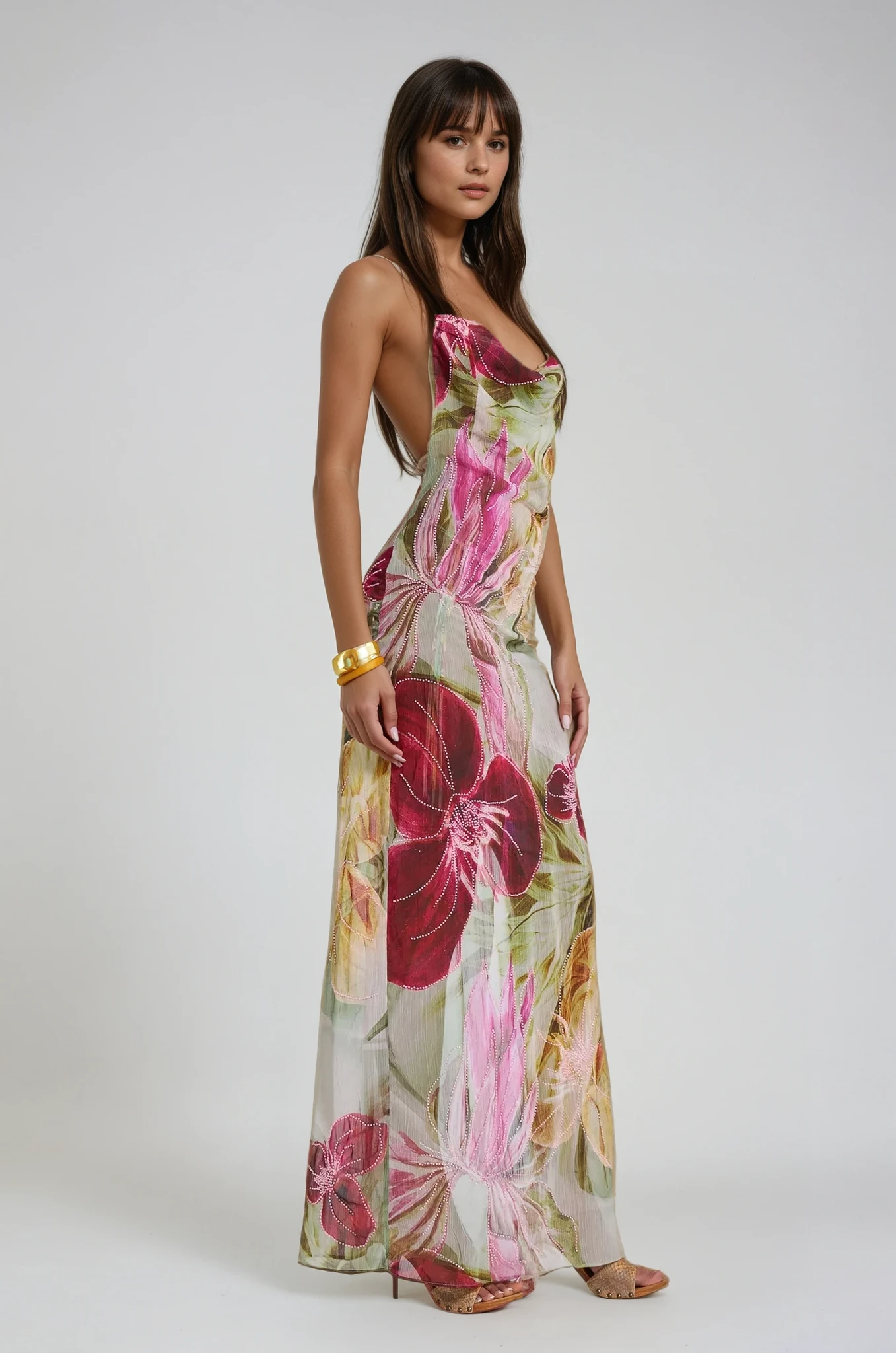 Elise Callahan | Floral Cowl Maxi Dress For Women