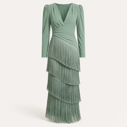 Emma Martin | Flowy V-Neck Long Sleeve Dress For Women