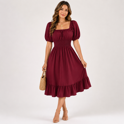 Freya Bennett | Ruffled A-Line Midi Dress For Women