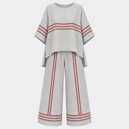 Grace Donovan | Striped Linen Two-Piece Set For Women