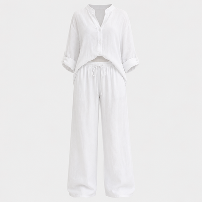 Harriet Campbell | Linen-Feel Wide Leg Two Piece Set For Women