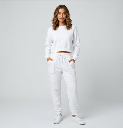 Jade Collins | Crop Sweatshirt & Cargo Jogger Set For Women