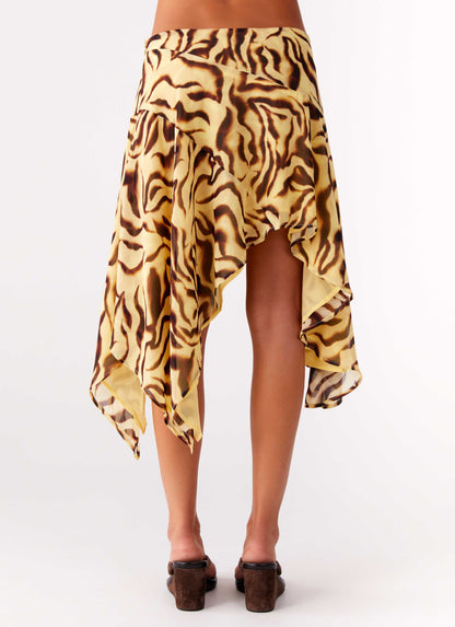 Matilda Hayes | Tiger Print Asymmetric Midi Skirt For Women