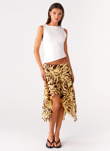 Matilda Hayes | Tiger Print Asymmetric Midi Skirt For Women