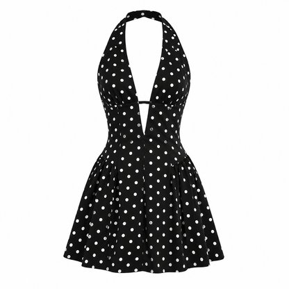 Lucy Wright | Polka Dot Halter Mini Dress For Women