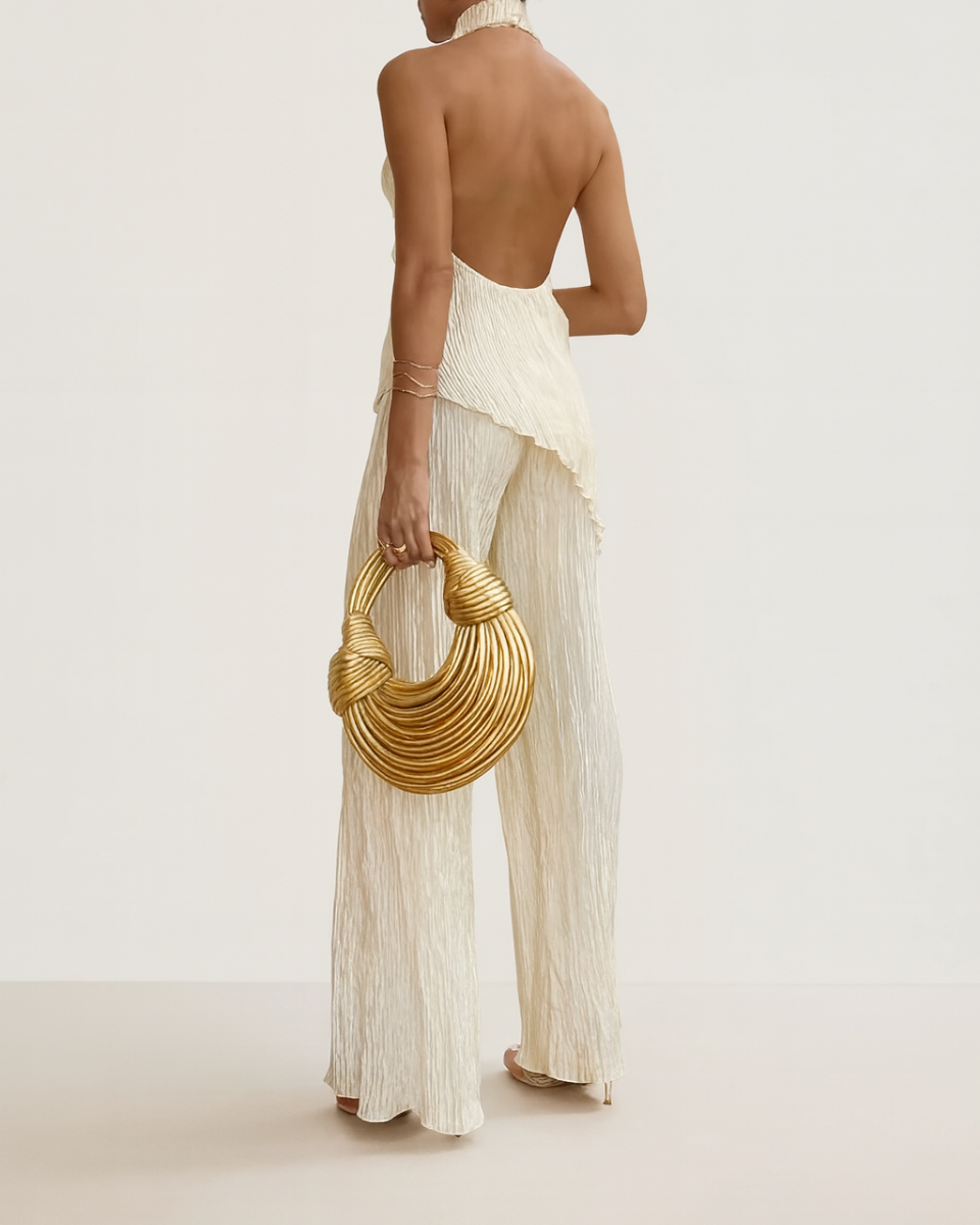 Imogen Rafferty | Pleated Halter Two-Piece Set For Women