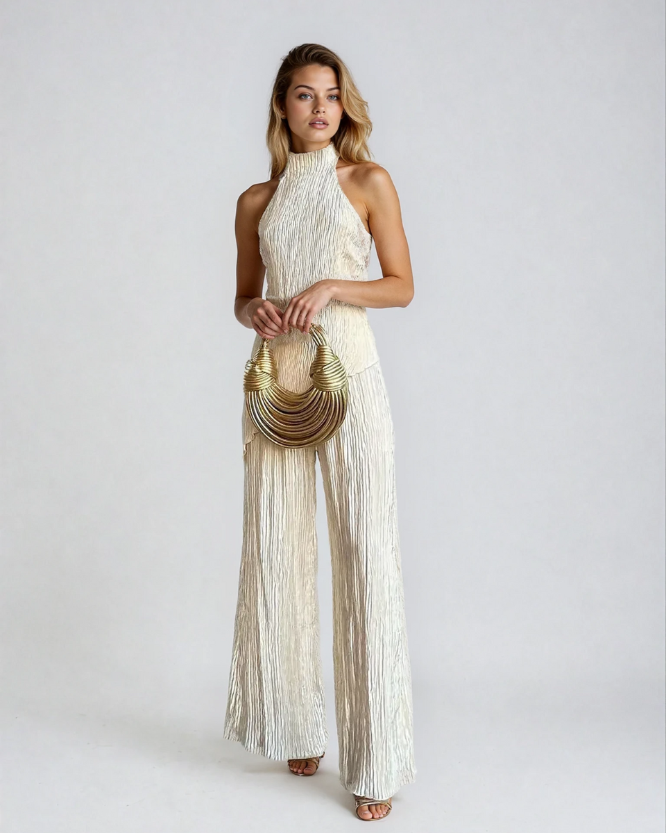 Imogen Rafferty | Pleated Halter Two-Piece Set For Women