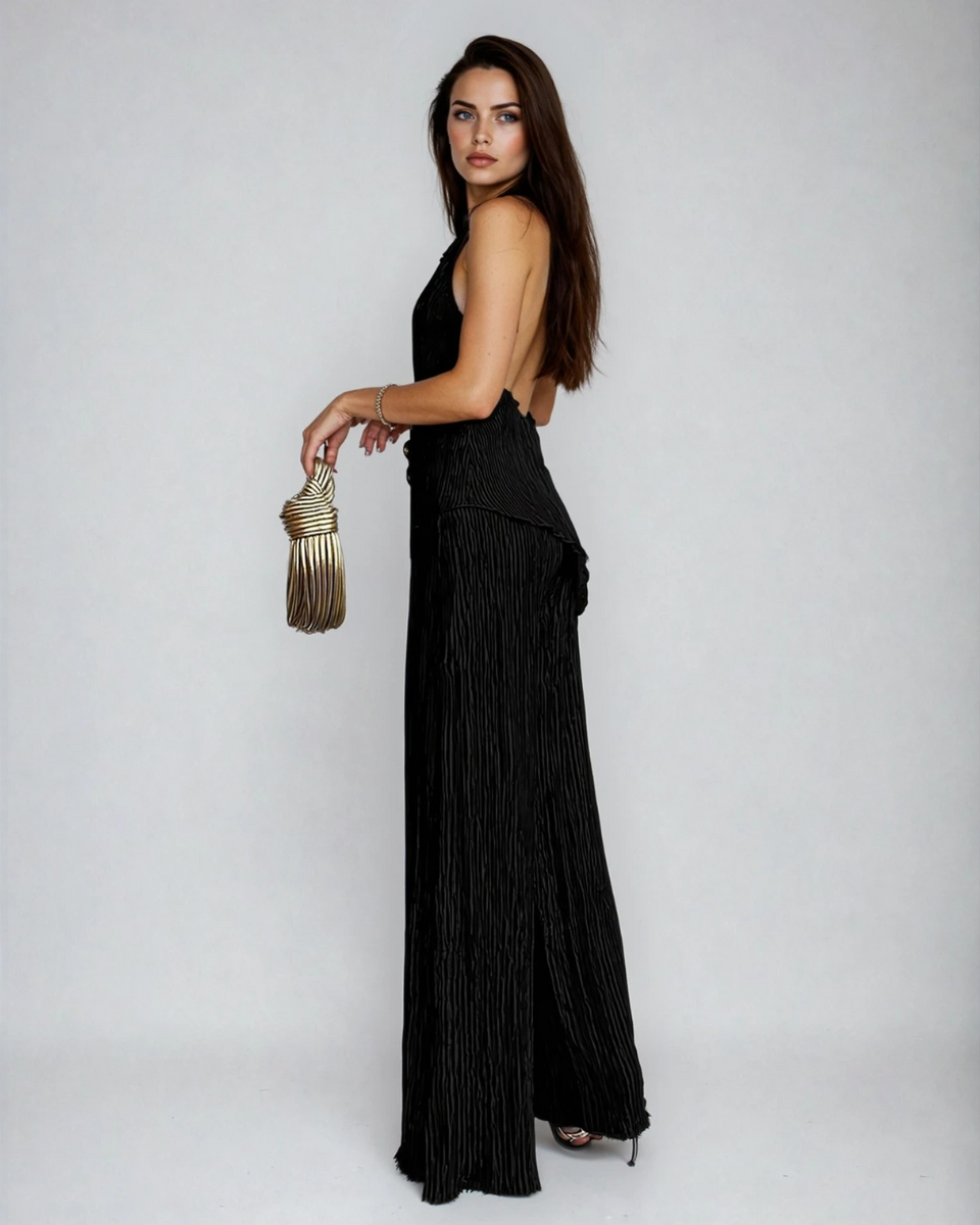 Serena Ashford | Pleated Halter Two-Piece Set For Women