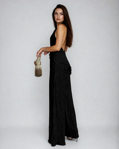Serena Ashford | Pleated Halter Two-Piece Set For Women