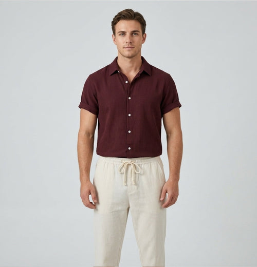 Oliver Thompson | Men's Linen Shirt & Drawstring Pants Set For Men