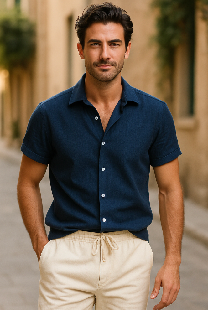 Oliver Thompson | Men's Linen Shirt & Drawstring Pants Set For Men