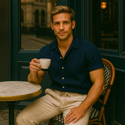 Oliver Thompson | Men's Linen Shirt & Drawstring Pants Set For Men