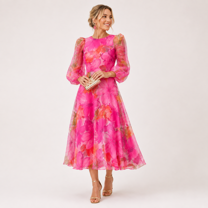 Millie Foster | Floral Print Wedding Guest Midi Dress For Women
