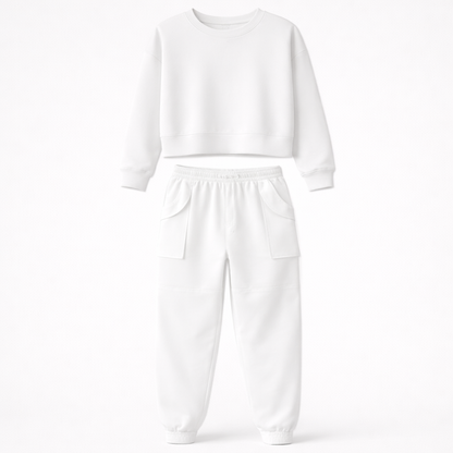 Jade Collins | Crop Sweatshirt & Cargo Jogger Set For Women