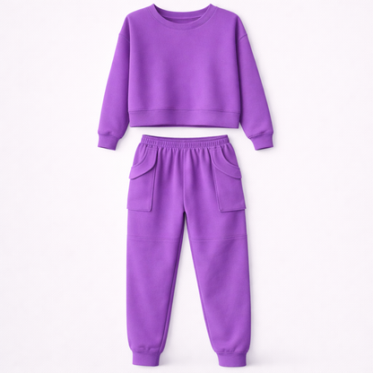 Jade Collins | Crop Sweatshirt & Cargo Jogger Set For Women