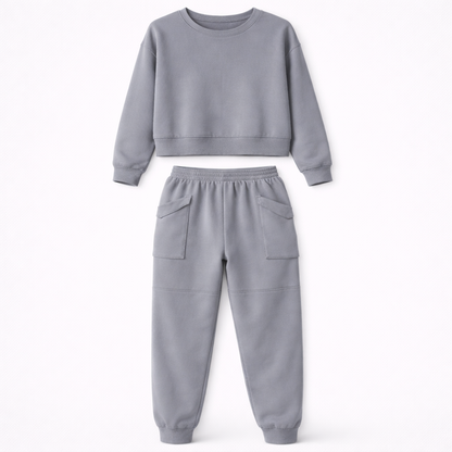 Jade Collins | Crop Sweatshirt & Cargo Jogger Set For Women