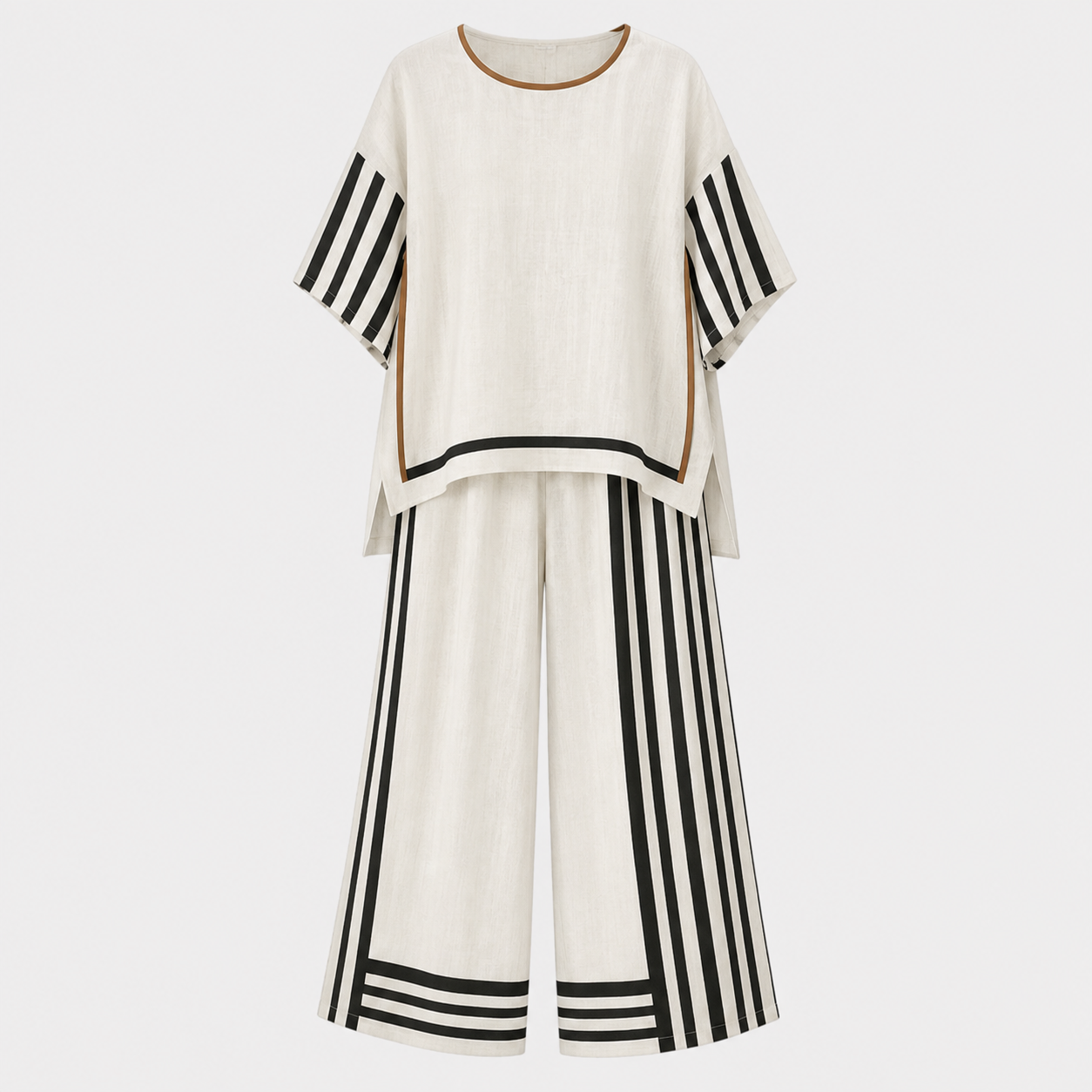 Olivia Brennan | Striped Linen-Blend Two-Piece Set For Women