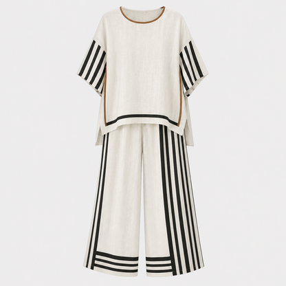 Olivia Brennan | Striped Linen-Blend Two-Piece Set For Women