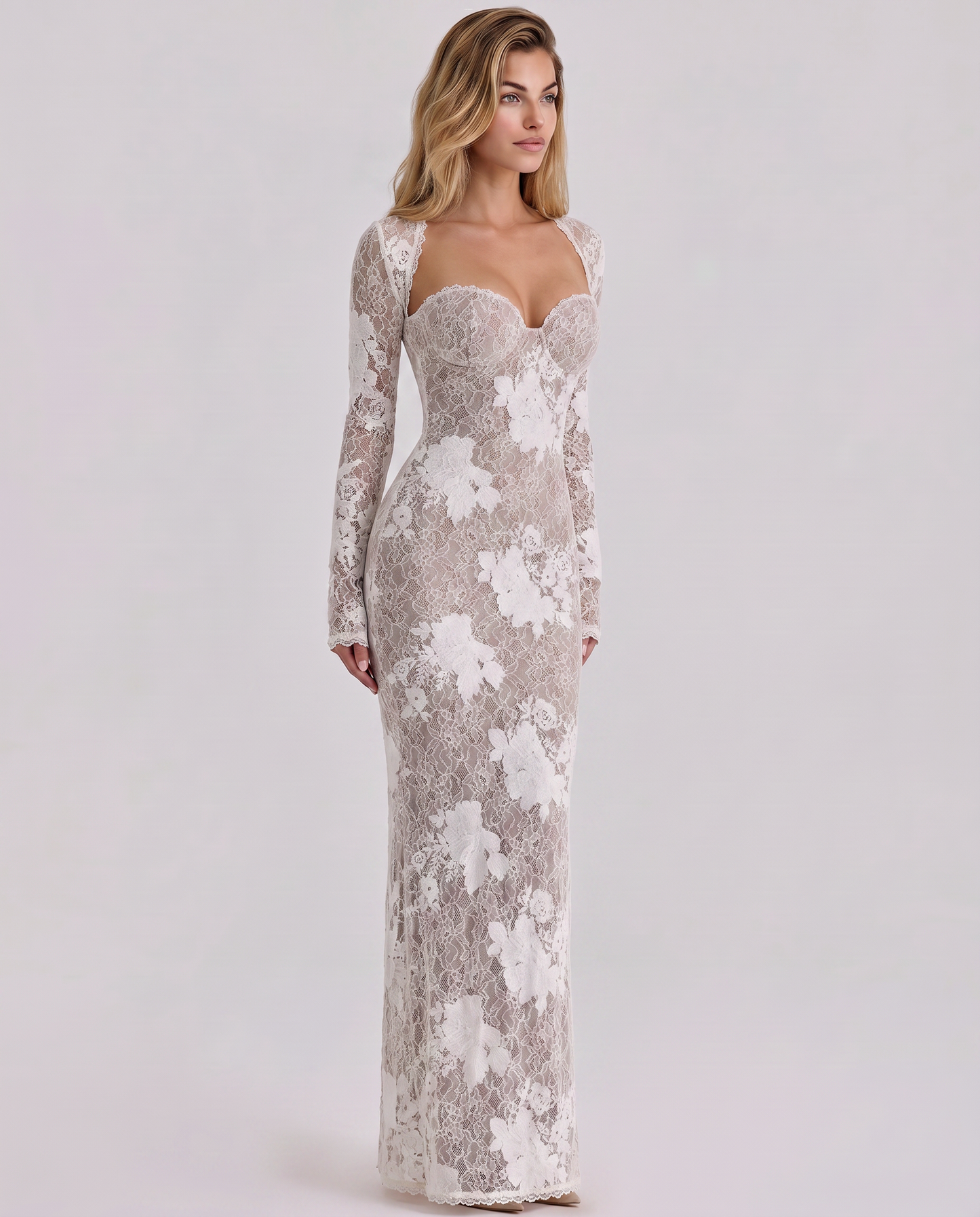 Isabelle Crawford | Lace Maxi Dress with Long Sleeves For Women